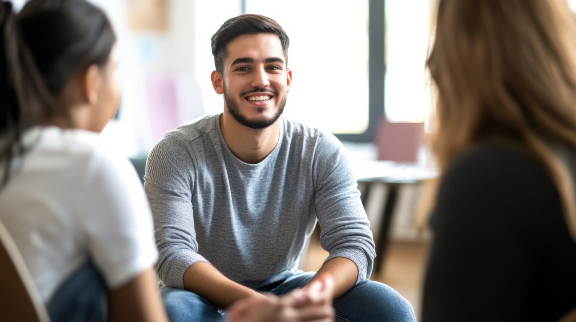 A learner taking part in a professional review conversation